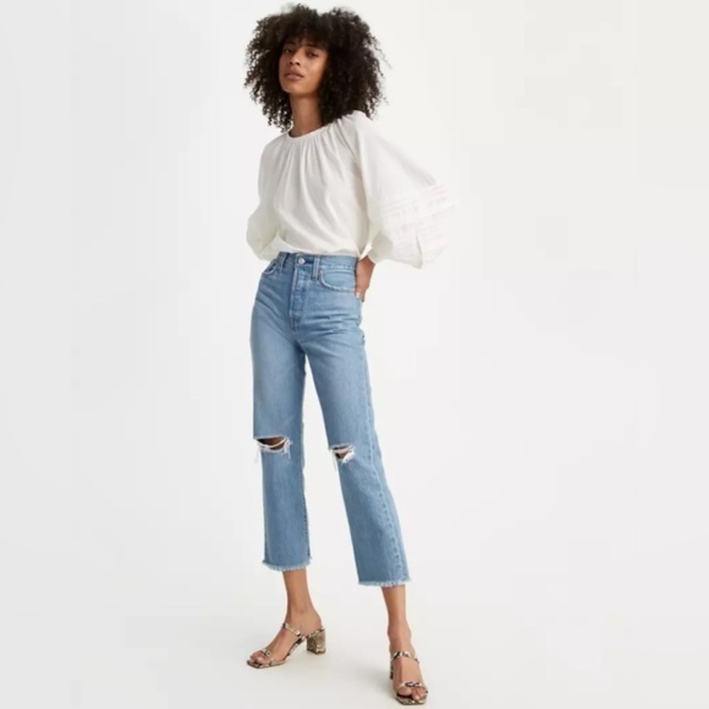 Levi’s Frayed Distressed WEDGIE STRAIGHT FIT WOMEN'S JEANS sz 29